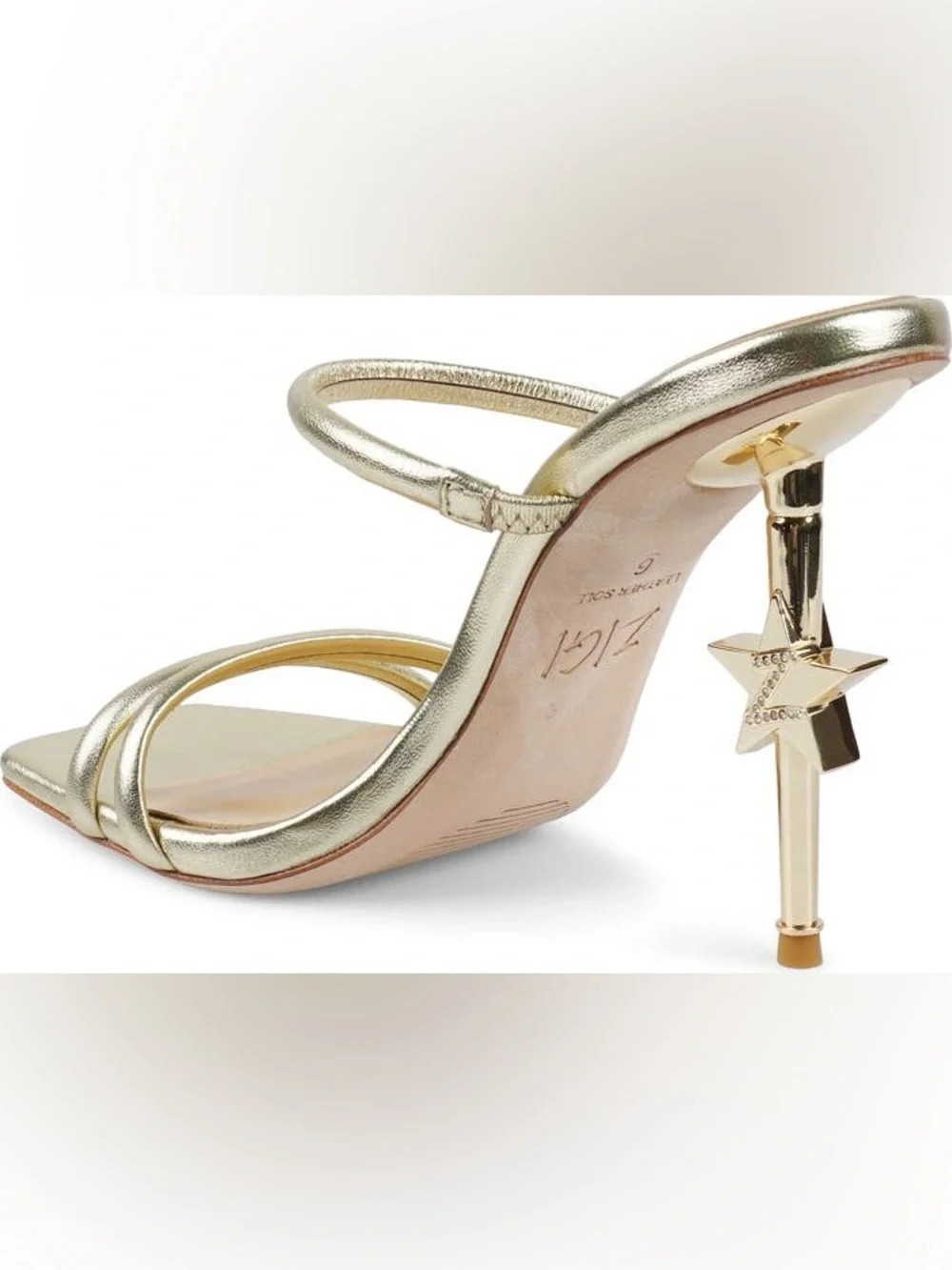 ZIGI Strappy Stiletto Sandal Gold Leather Star Heel Sz 11